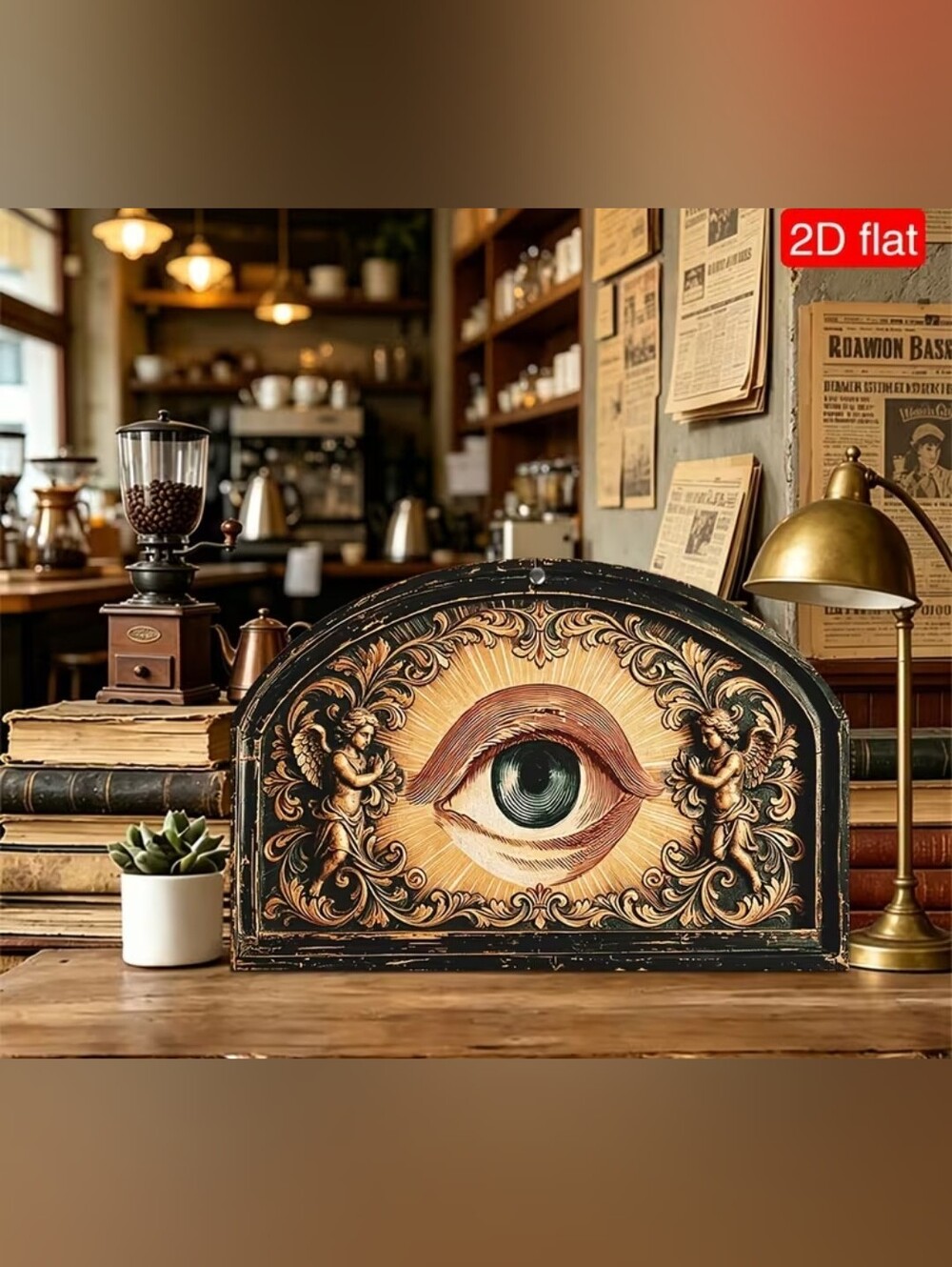 Vintage Decorative Eye Art Panel - Ornate Gold & Black Accent